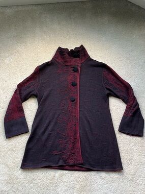 NWT Peruvian Link Black & Red 100% Alpaca Button Front Cardigan Sweater - Sz XL